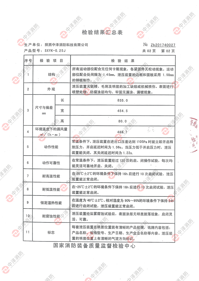 泄压口检验报告